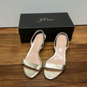 J. Crew gold sling backs kitten heel